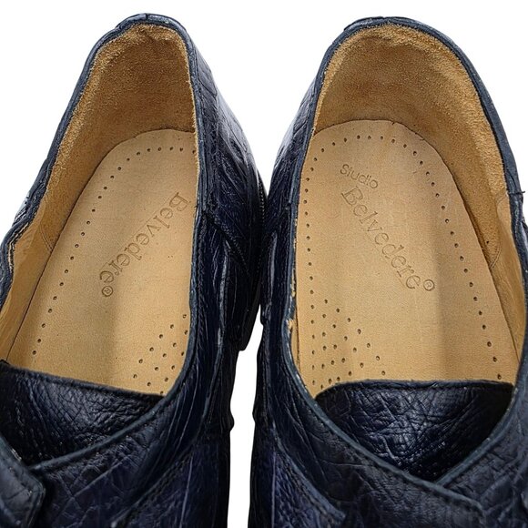 NEW Belvedere Exotic Navy Blue Crocodile Dress Shoes Men size 15 Split-toe Derby main image 4